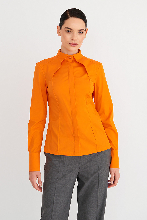 Рубашка из хлопка в цвете Оранжевый по цене 21 000 ₽ | WITHOUTFAIL.RU