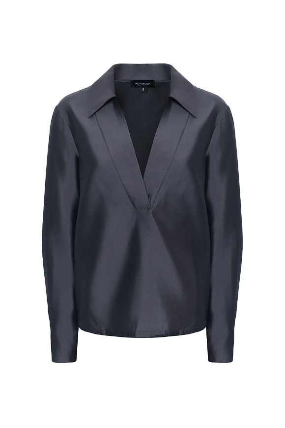 Рубашка из шелка в цвете Серый по цене 30 000 ₽ | WITHOUTFAIL.RU