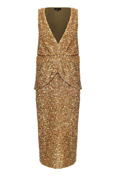 Платье с баской с пайетками